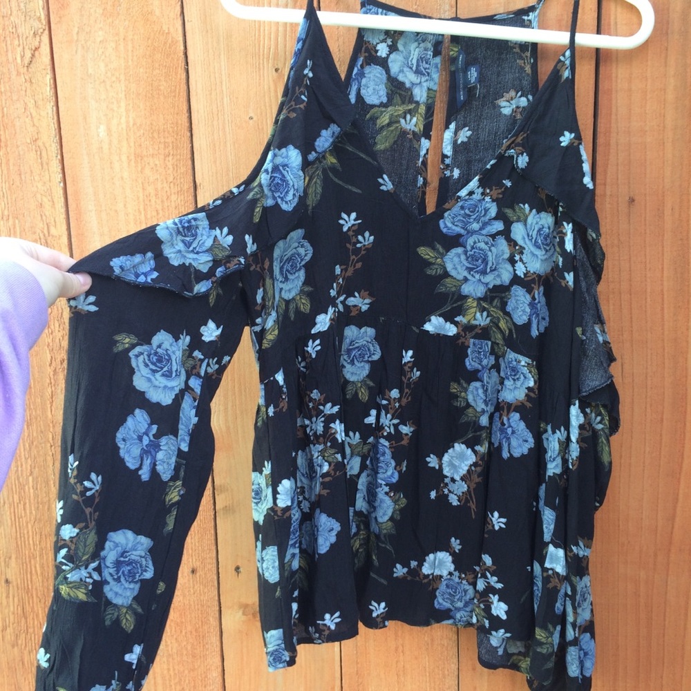 AEO Floral Cold Shoulder Long Sleeve